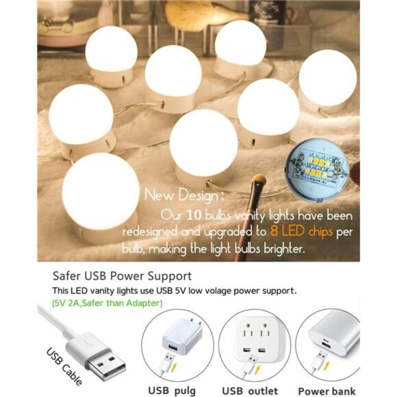 Led Vanity Mirror Lights,15 Ft Vanity Lights for Makeup Dressing Mirror - Picture 2 of 7